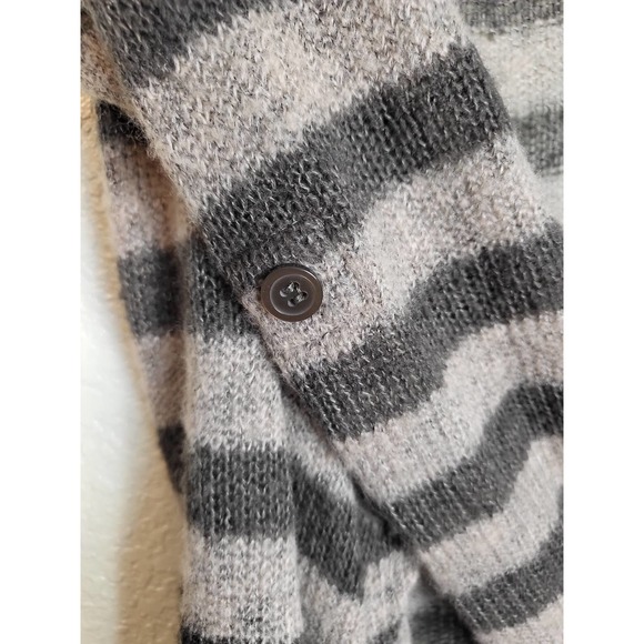 Romy Gray Knit Striped Open Front Cardigan Small - Picture 2 of 5